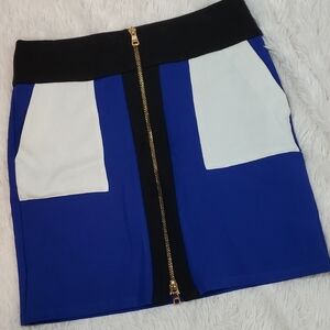 INC International Concepts Blue, Black and White Skirt Size 6 EUC